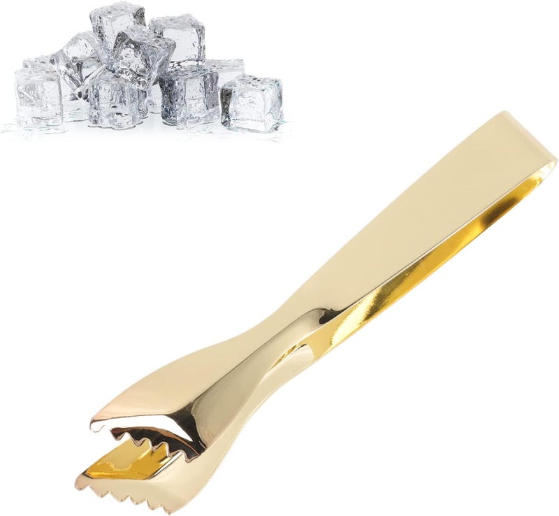 Chazcool Ice Tongs, Gold Tongs for Serving Food, Stainless Steel Serving Tong Sugar Cubes Tongs, Ice Cube Tong for Camping Barbecue Salad Desserts Frying Party Coffee Bar - Image 2